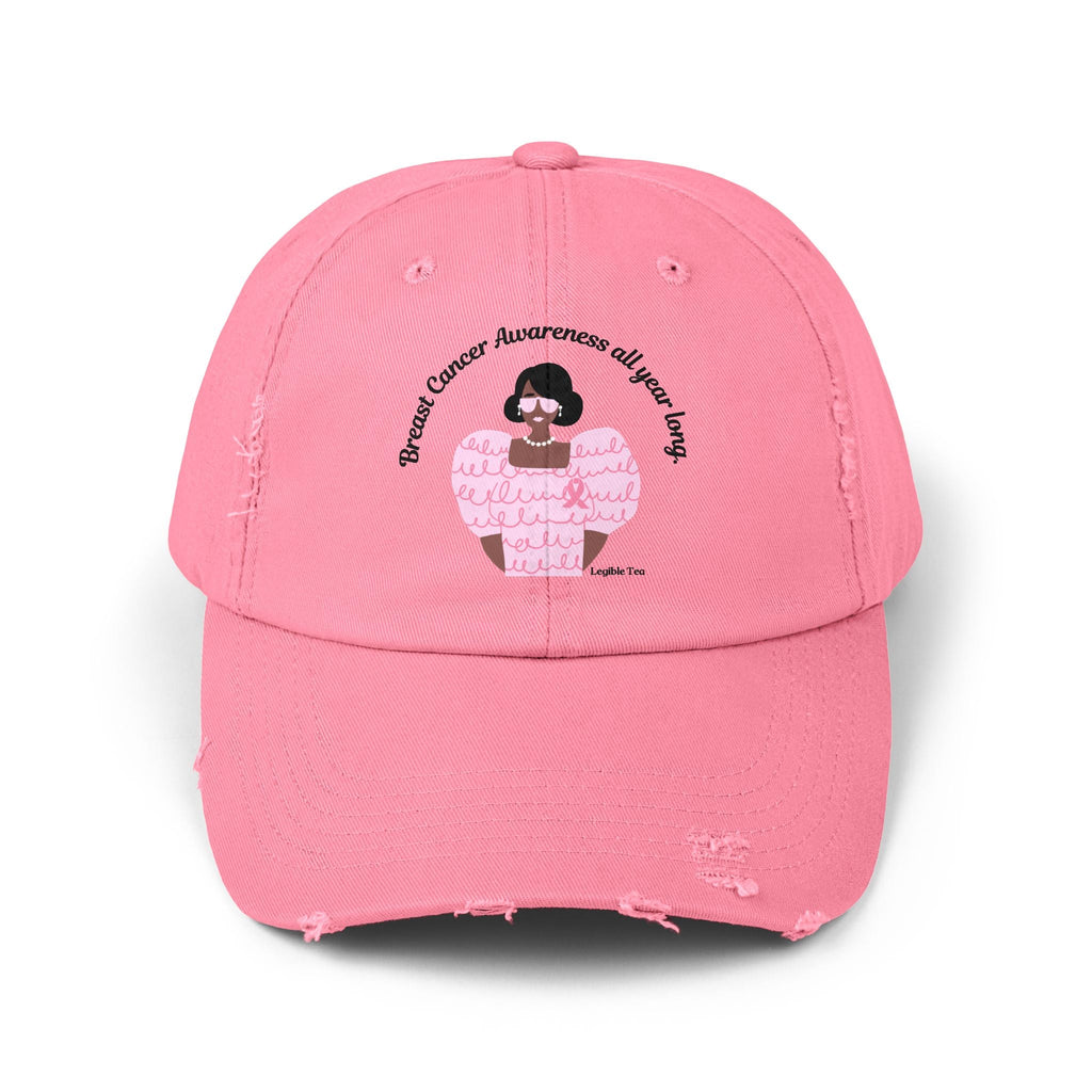 Breast Cancer Awareness all year long ~ Unisex Distressed Cap