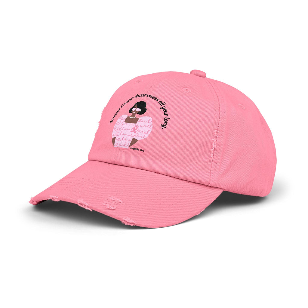 Breast Cancer Awareness all year long ~ Unisex Distressed Cap